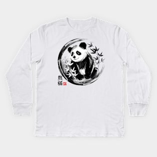 Panda sumie Kids Long Sleeve T-Shirt